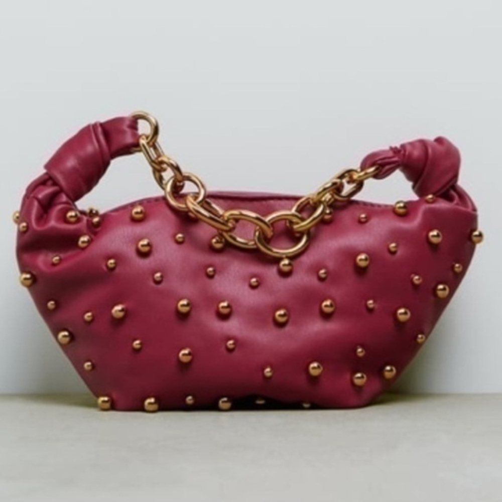 ZARA Beaded Mini handbag Raspberry Red 6123/910